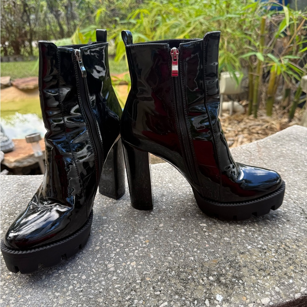 Black Patent Leather Platform Boots